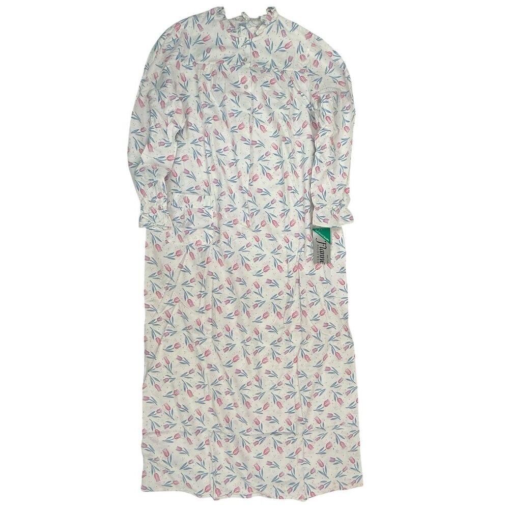 NEW Sears Cotton Prairie Flannel Nightgown Medium Vintage Deadstock Floral